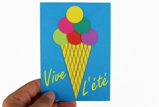 Carte postale cornet de glace - Tutos Carterie - 10doigts.fr
